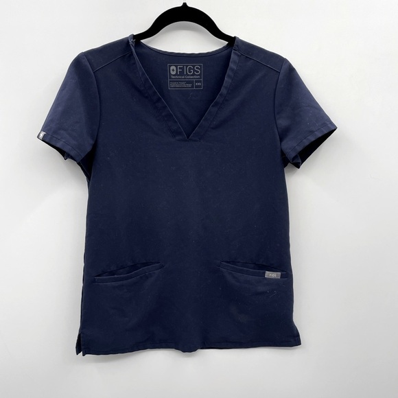 Figs technical blue short sleeve scrub top - Picture 2 of 7